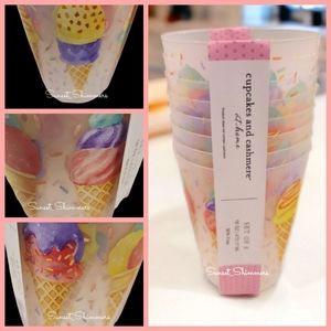 8 Cupcakes & Cashmere ICE CREAM CONE 16oz Tumbler Cups Outdoor Drink Glasses New
